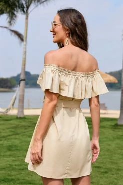 CUPSHE Marlene Ruffle Off Shoulder Tie Waist Dress