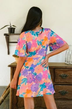 CUPSHE Clothing Christa Plunge Bell Sleeve Fitted Waisted Short A-Shape Dress