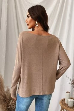 CUPSHE Sunset Heathered Off-the-Shoulder Long Sleeve Top Clothing