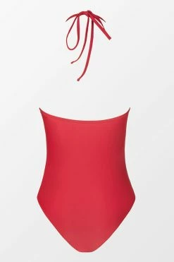 CUPSHE Joyful Retro Solid Ring Front Red One Piece Swimsuit One Pieces