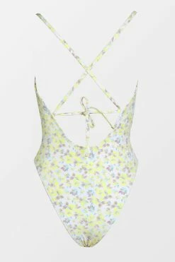 CUPSHE Itsy Ditsy Tie Front Plunge One Piece Swimsuit One Pieces