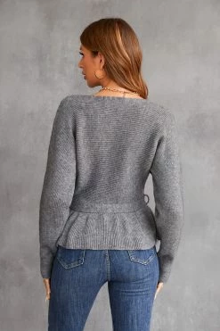 CUPSHE Clothing Ennis Belted Faux Pearl Sweater