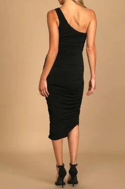 CUPSHE Ruching One Shoulder Bodycon Midi Dress