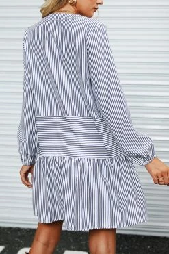 CUPSHE Rose Velvet Striped Tiered Mini Dress Clothing