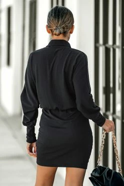 CUPSHE Clothing Hit Play Ruched Turtleneck Mini Dress