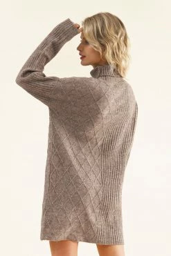 CUPSHE Clothing Lourdes High Neck Long Sleeve Sweater Dress