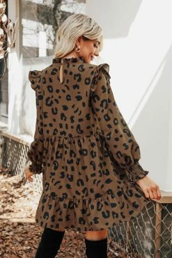 CUPSHE Bryanna Leopard Print Ruffled Dress