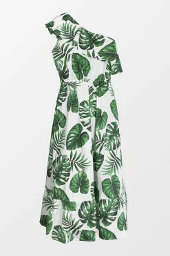 CUPSHE Clothing Violet Tropical One Shoulder Ruffle Dress