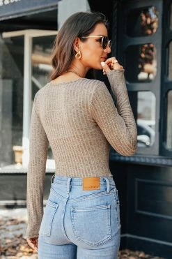 CUPSHE Enrica Ribbed Henley Bodysuit Clothing