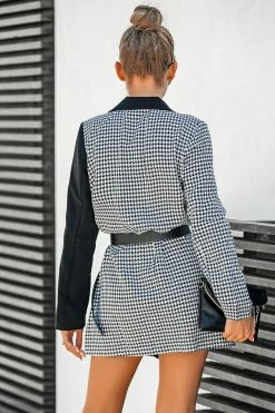 CUPSHE Keira Houndstooth Two-Tone Blazer Clothing