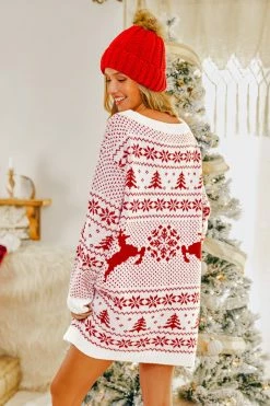 CUPSHE Clothing Dear Santa Fair Isle Sweater Dress