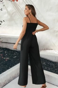 CUPSHE Demetria Square Neck Smocking Jumpsuit Clothing