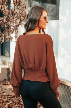 CUPSHE Eunice Smocked Bishop Sleeve Top Clothing