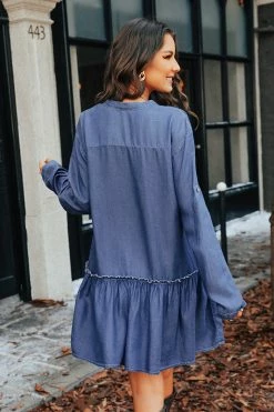 CUPSHE Emelie Denim Roll-Tab Mini Dress