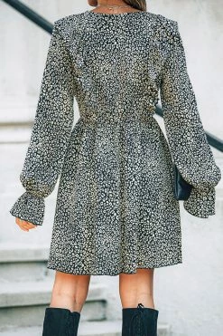 CUPSHE Arina Leopard Print Ruffled Mini Dress