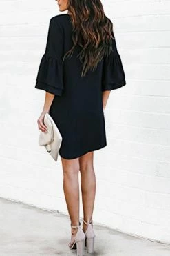 CUPSHE Black Pearl V-neck Flared Sleeve Short Dress Dresses Best Sellers