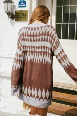 CUPSHE Clothing Kitty Kat Argyle Sweater Dress