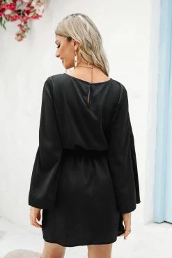 CUPSHE Cozy Corner Belted Long Sleeve Mini Dress Clothing