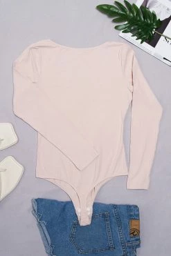 CUPSHE Clothing Katlynn Rib V-neck Long Sleeve Bodysuit