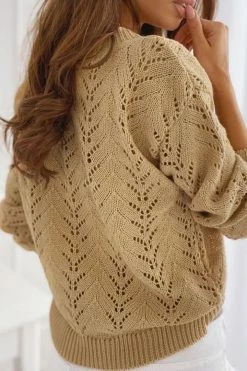 CUPSHE In The Clouds Pointelle Knit V Neck Long Sleeve Sweater