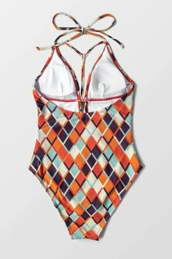 CUPSHE Geometric Print Plunging Neckline One Piece Swimsuit One Pieces