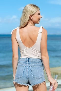 CUPSHE Dream Bowknot Straps Backless Bodysuit