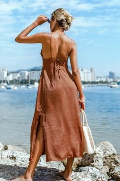 CUPSHE Caramel Slip Dress Clothing