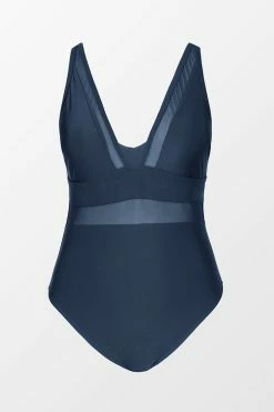 CUPSHE Omniscient Navy Solid Wrap Front Plus Size One Piece Swimsuit