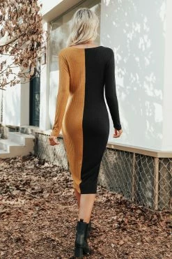 CUPSHE Camryn Ribbed Two-Tone Dress