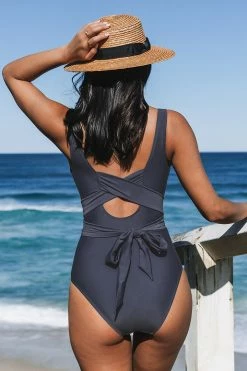 CUPSHE Tempest Plunge Wrap Tie-Back Cutout One Piece Swimsuit