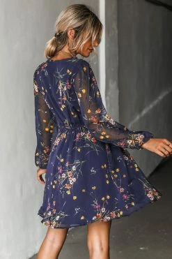 CUPSHE Dresses Best Sellers Realm Of Sky Floral Print Chiffon A-Line Mini Dress