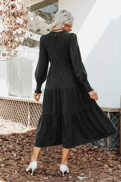 CUPSHE Ophelia Round Neck Tiered Hem Dress Clothing