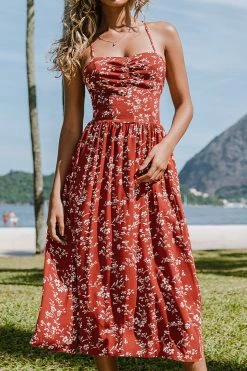 CUPSHE Dresses Best Sellers Bryana Ditsy Floral Ruched Lace-up Slip Dress