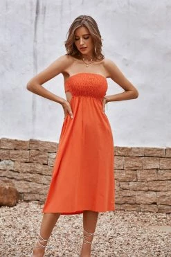 CUPSHE Alma Beach Tea Length Backless Tie Dress Clothing