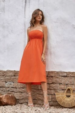 CUPSHE Alma Beach Tea Length Backless Tie Dress Clothing