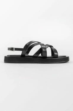 CUPSHE Vineyards Black Crisscross Strap Ankle Buckle Sandals Beach Accessories