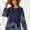 CUPSHE Clothing Oceanside Paisley Print Flounce Long Sleeve Top