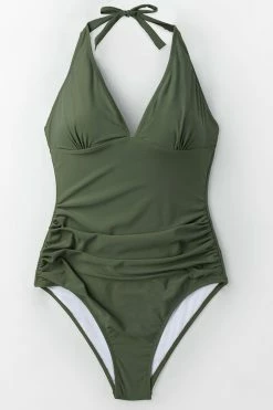 CUPSHE Mossy Green Ruched Tummy Control One Piece Swimsuit