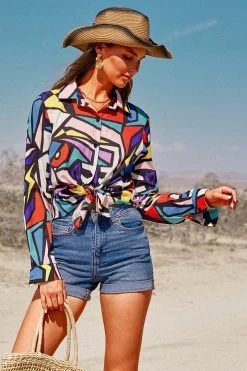 CUPSHE Long Sleeve Shirt Collar Tops Clothing