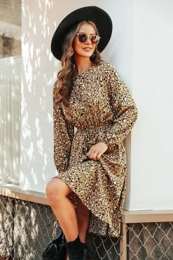 CUPSHE Ryan Leopard Print Midi Dress Clothing