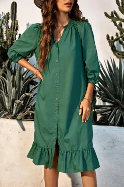 Buy ๐ CUPSHE Ada Bubble Sleeve Frill Tea Length A-Shape ๐ Dress ๐ 10 CUPSHE Ada Bubble Sleeve Frill Tea Length A-Shape Dress