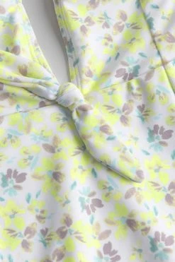 CUPSHE Itsy Ditsy Tie Front Plunge One Piece Swimsuit One Pieces