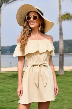 CUPSHE Marlene Ruffle Off Shoulder Tie Waist Dress