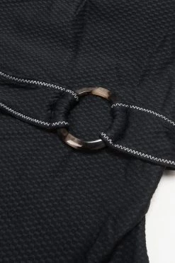 CUPSHE Aviana Black Square Neck Belted One Piece Swimsuit