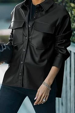 CUPSHE Clothing Looking Up Faux Leather Jacket