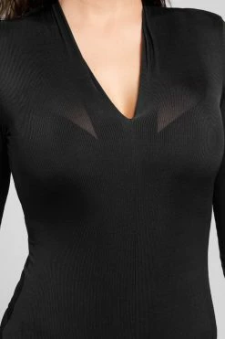 CUPSHE Clothing Rebekah Black V-neck Long Sleeve Bodysuit