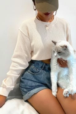 CUPSHE Nevaeh Cream Drop Shoulder Sweater