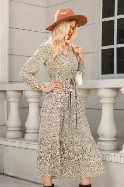 CUPSHE Vitoria Belted Leopard Print Maxi Dress