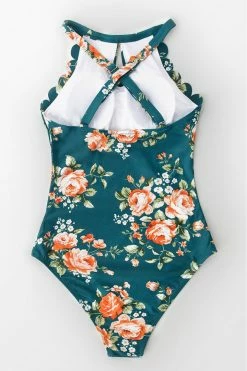 Brand new ๐งจ CUPSHE Teal Floral Scalloped One Piece ๐ฉฑ Swimsuit ๐ฅ 13 CUPSHE Teal Floral Scalloped One Piece Swimsuit