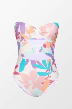 CUPSHE Multi Spring Double Ring Front Bandeau One Piece Swimsuit One Pieces